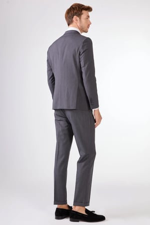 Gri   Düz Erkek Takım Elbise - Slim Fit