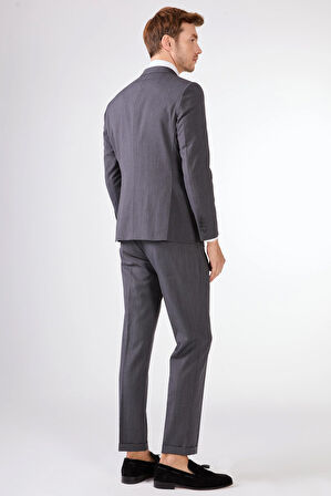 Gri   Düz Erkek Takım Elbise - Slim Fit