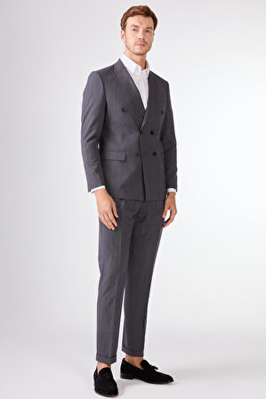 Gri   Düz Erkek Takım Elbise - Slim Fit