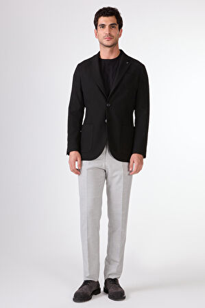Siyah   Balıksırtı Erkek Ceket - Slim Fit