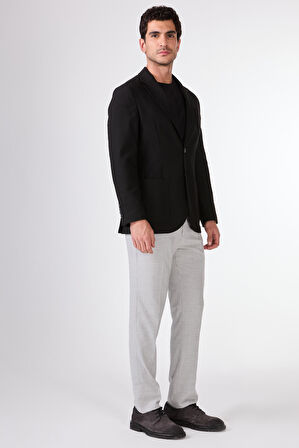 Siyah   Balıksırtı Erkek Ceket - Slim Fit