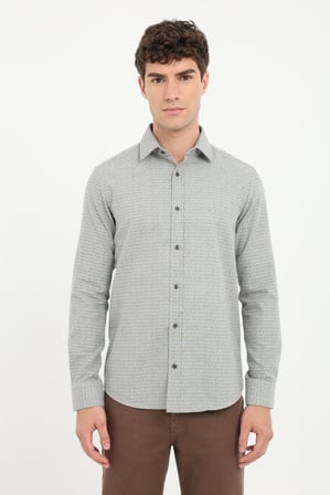 Erkek Slim Fit Uzun Kol Kahve Gömlek