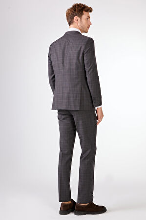 Gri   Balıksırtı Erkek Takım Elbise - Slim Fit