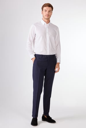 Lacivert   Balıksırtı Erkek Takım Elbise - Slim Fit