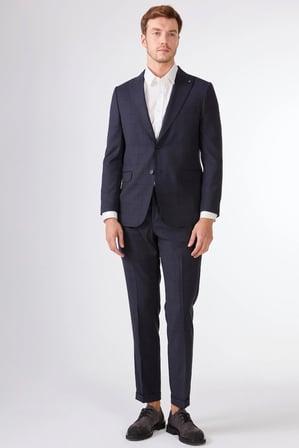 Erkek Slim Fit Mono Yaka Koyu Lacivert Takım Elbise