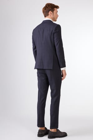 Erkek Slim Fit Mono Yaka Koyu Lacivert Takım Elbise