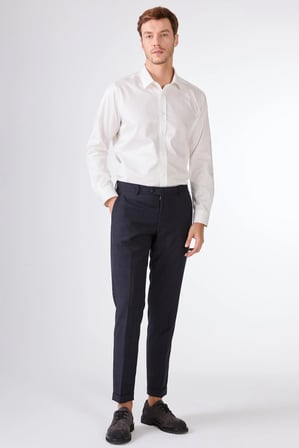 Erkek Slim Fit Mono Yaka Koyu Lacivert Takım Elbise