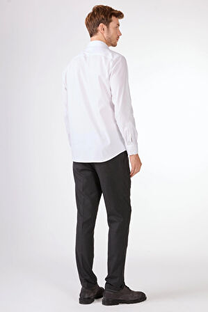 Beyaz Pamuk Regular Fit Uzun Kol Erkek Gömlek 