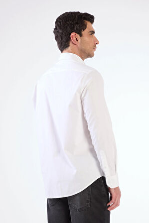 Beyaz Oxford Regular Fit Erkek Gömlek 