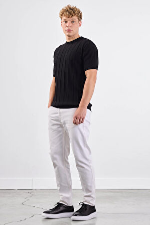 Siyah   Fitilli Erkek Triko - Slim Fit