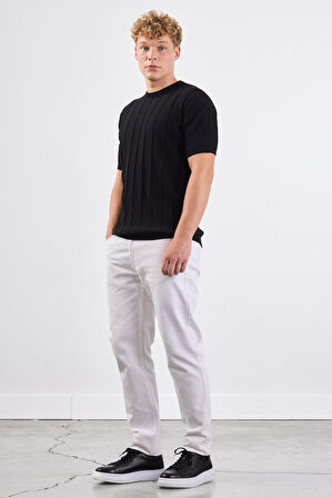 Siyah   Fitilli Erkek Triko - Slim Fit