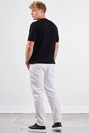 Siyah   Fitilli Erkek Triko - Slim Fit