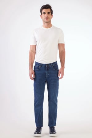 Erkek Slim Fit Mavi Jean