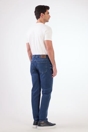 Erkek Slim Fit Mavi Jean
