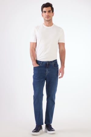 Erkek Slim Fit Mavi Jean