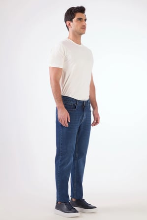 Erkek Slim Fit Mavi Jean