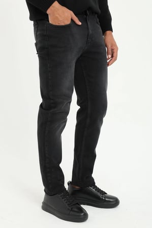 Erkek Slim Fit Koyu Gri Jean