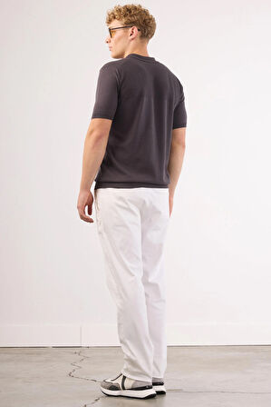 Beyaz Düz Erkek Pantolon - Regular Fıt