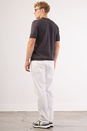 Beyaz Düz Erkek Pantolon - Regular Fıt