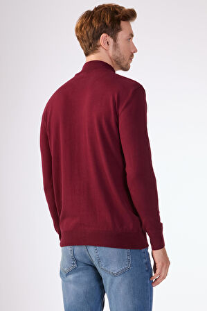 Bordo   Düz Erkek Triko - Slim Fit