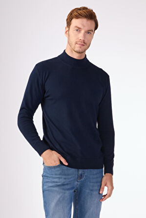 Lacivert   Düz Erkek Triko - Slim Fit