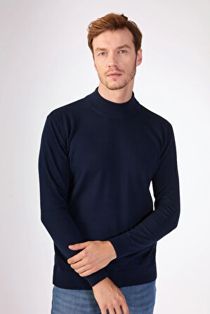 Lacivert   Düz Erkek Triko - Slim Fit