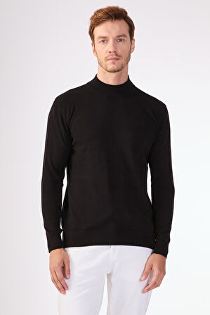 Siyah   Düz Erkek Triko - Slim Fit
