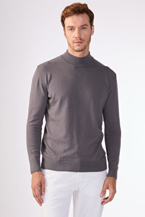 Antrasit   Düz Erkek Triko - Slim Fit