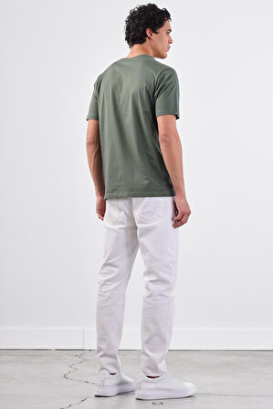 Haki   Düz Erkek T-Shirt - Slim Fit