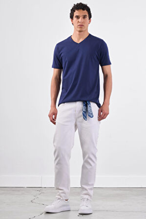 Lacivert   Düz Erkek T-Shirt - Slim Fit