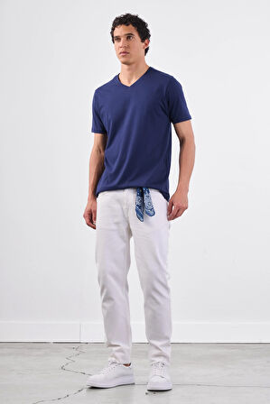 Lacivert   Düz Erkek T-Shirt - Slim Fit