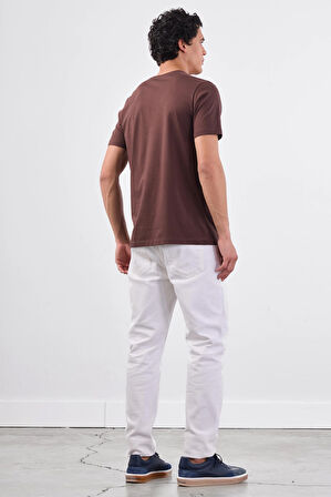 Kahve   Düz Erkek T-Shirt - Slim Fit