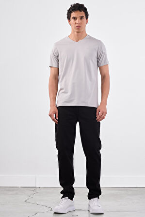 Gri   Düz Erkek T-Shirt - Slim Fit