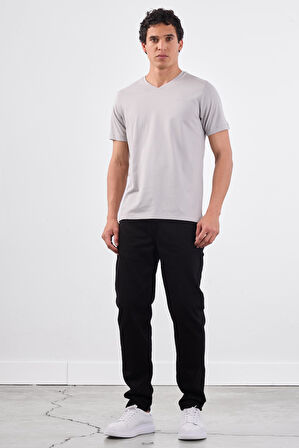 Gri   Düz Erkek T-Shirt - Slim Fit