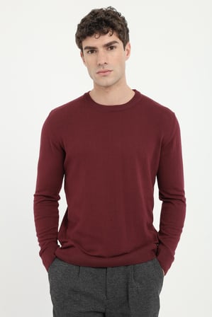 Erkek Slim Fit Yarım Balıkçı Yaka Bordo Triko