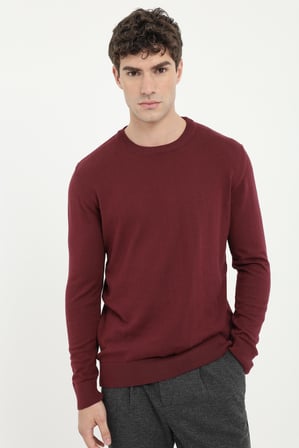 Erkek Slim Fit Yarım Balıkçı Yaka Bordo Triko