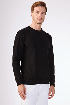 Siyah   Düz Erkek Triko - Slim Fit