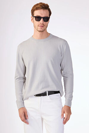 Gri   Düz Erkek Triko - Slim Fit