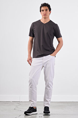 Antrasit   Düz Erkek T-Shirt - Slim Fit