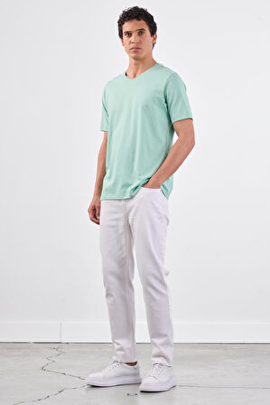 Mint Yeşili   Düz Erkek T-Shirt - Slim Fit
