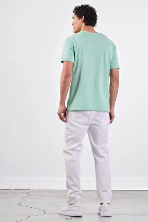 Mint Yeşili   Düz Erkek T-Shirt - Slim Fit