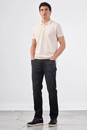 Ekru   Düz Erkek T-Shirt - Slim Fit