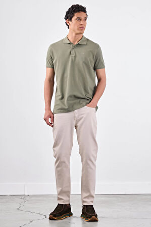 Haki   Düz Erkek T-Shirt - Slim Fit