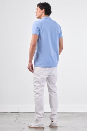 Erkek Slim Fit Polo Yaka Açık Mavi T-Shirt