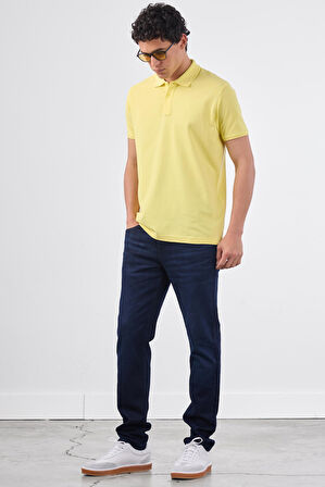 Sarı   Düz Erkek T-Shirt - Slim Fit