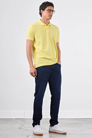 Sarı   Düz Erkek T-Shirt - Slim Fit