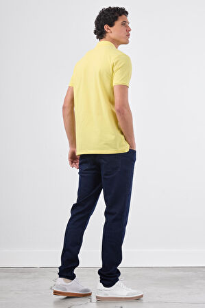 Sarı   Düz Erkek T-Shirt - Slim Fit
