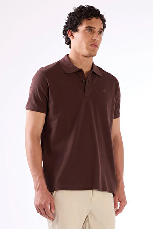 Kahve   Düz Erkek T-Shirt - Slim Fit