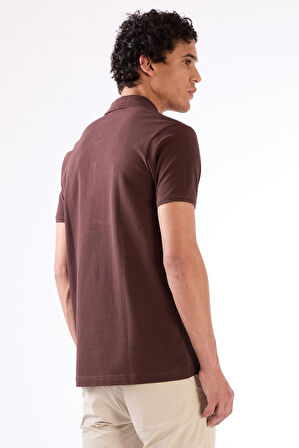 Kahve   Düz Erkek T-Shirt - Slim Fit