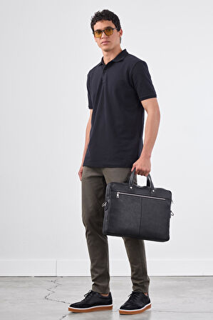 Siyah   Düz Erkek T-Shirt - Slim Fit